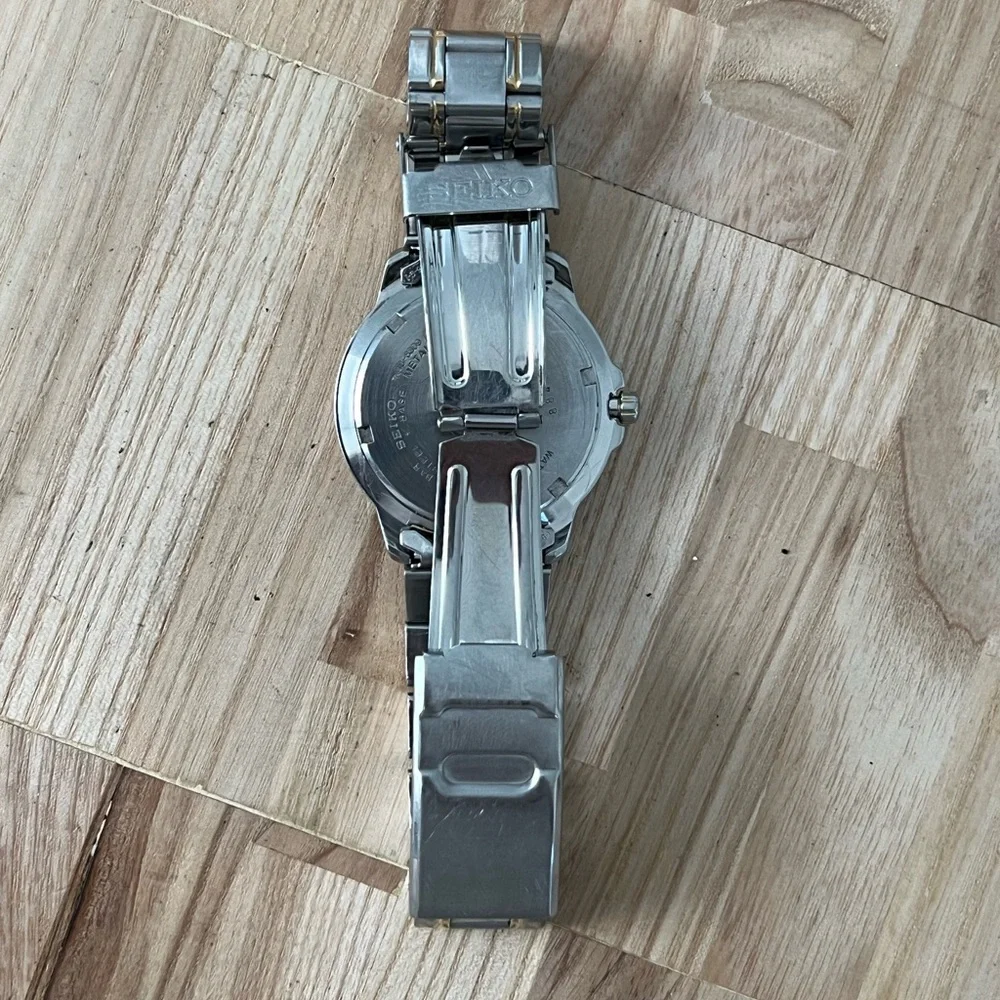 Seiko Vintage Men’s Watch White Dial Date Window Two-Tone Bracelet New Crystal